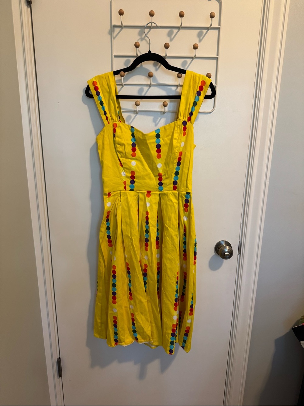 Collectif Bright Yellow Polka Dot Stripe Sundress